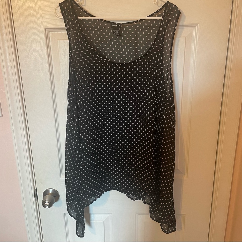 Torrid Sheer Polka Dot Sleeveless Blouse